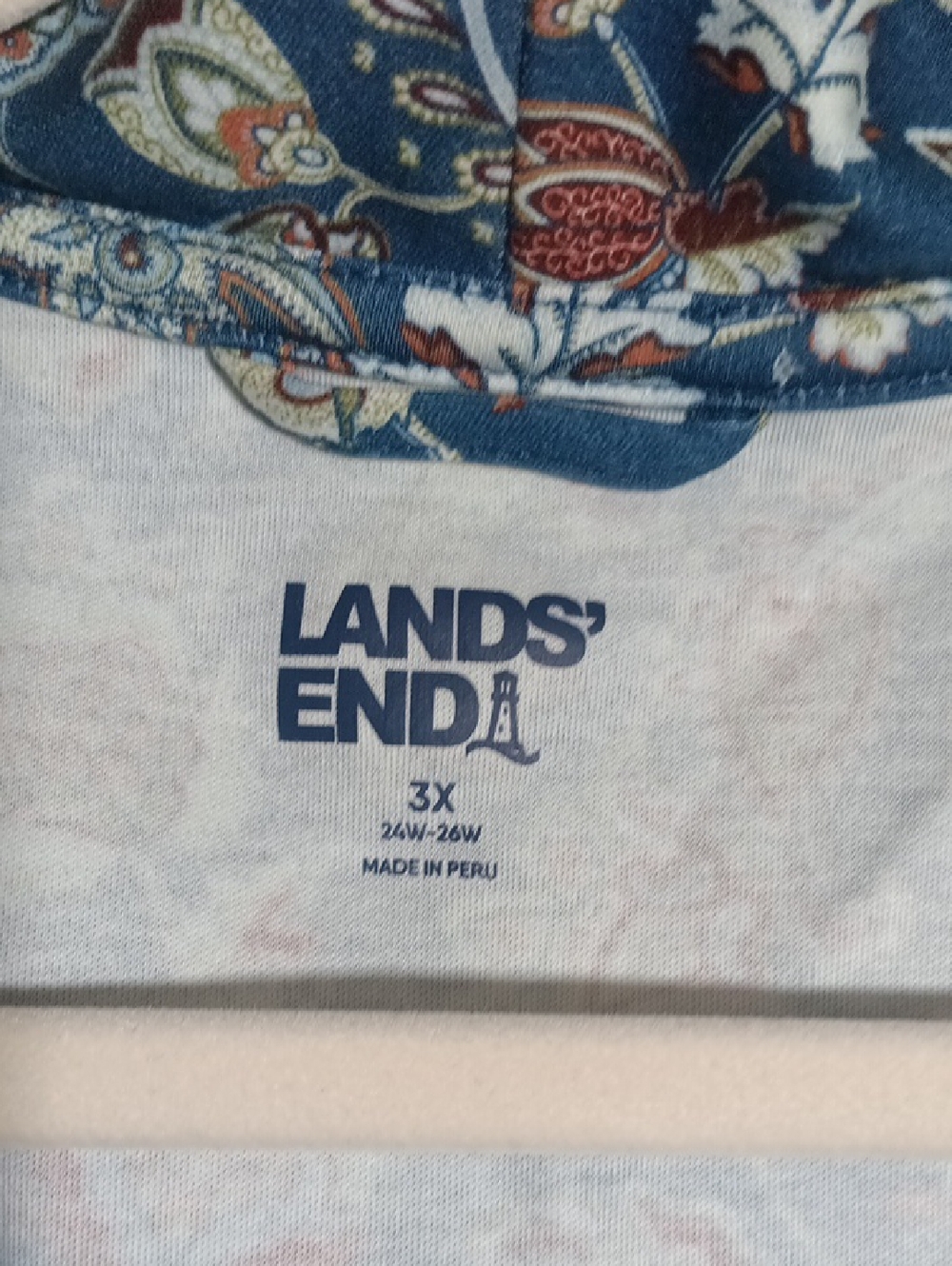 Lands' End Floral Blue Tie-Waist Robe - Picture 2 of 5